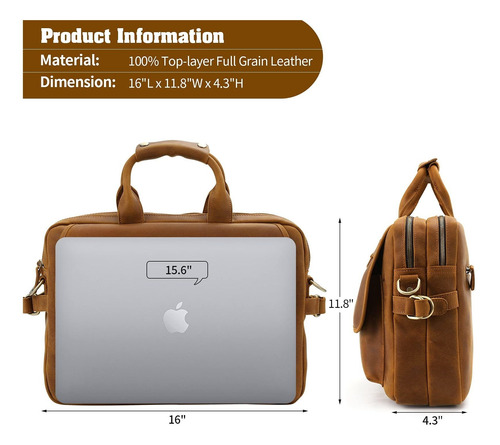 Chris Men's Handmade Leather Briefcase Laptop Bag