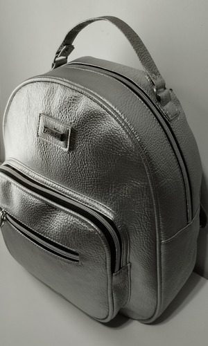 Cartera Mochila Color Plata Plateado Lisa Níquel Plateado