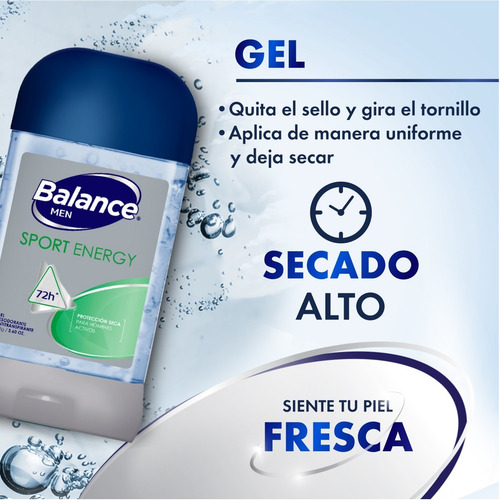 Imagen 3 de 4 de Desodorante Balance Gel Sport Energy Hombre 2 X 102gr
