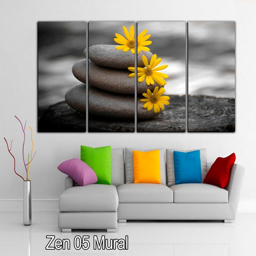 Cuadros Decorativos Grandes, Buda Zen Flor De Fuego 200x120 Cm 4 Piezas Salas Mural Envío Gratis