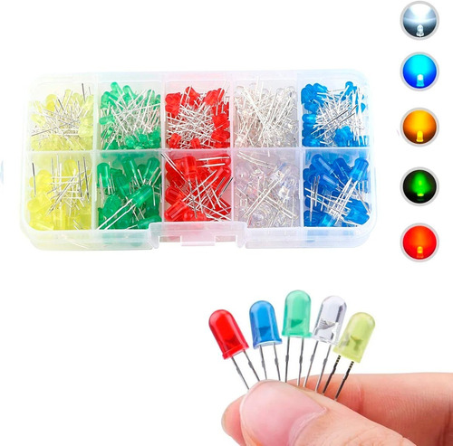 Kit 300 Piezas De Leds Difusos  Mixtos 3mm Y 5mm 5 Colores