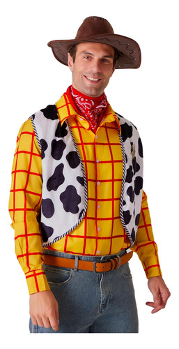 Disfraz De Vaquero Para Hombre Con Camisa A Cuadros, Chaleco
