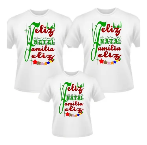 Kit 4 Camisetas Festa De Natal, Frase Familia Feliz Promoção | Parcelamento sem juros Kit 4 Camisetas Festa De Natal, Frase Familia Feliz Promoção | Parcelamento sem juros