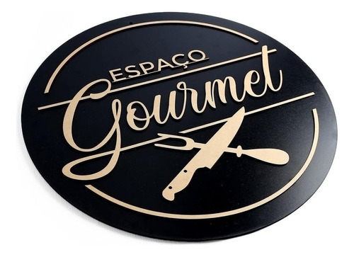 Placa Espaço Gourmet Cantinho Do Churrasco Churrasqueira Mdf Cor Preto