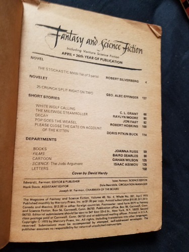 The Magazine Fantasy Science Fiction April 1975 Ingles (Usado)