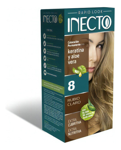  Inecto Kit Coloración Permanente Con Keratina Y Aloe Vera Tono 8 rubio claro