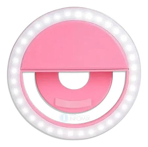 Luz Selfie Ring Light Clipe Anel Led Flash Rosa