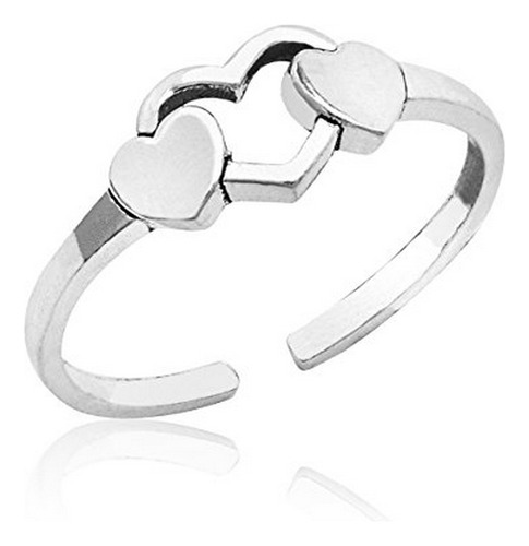 Anillo Para Pie - Sterling Silver Triple Heart With Antique 