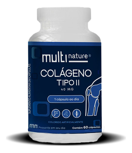 Kit 2 Potes Colágeno Tipo Ii Multinature 60 Cápsulas 40mg