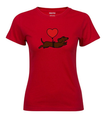 Polera Estampada Mujer Perrito Dachshund Globo