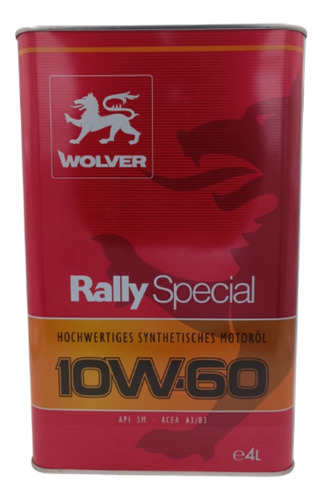 Aceite Lubricante 10w60 Rally Special Sm/a3/b3 Wolver 4lts