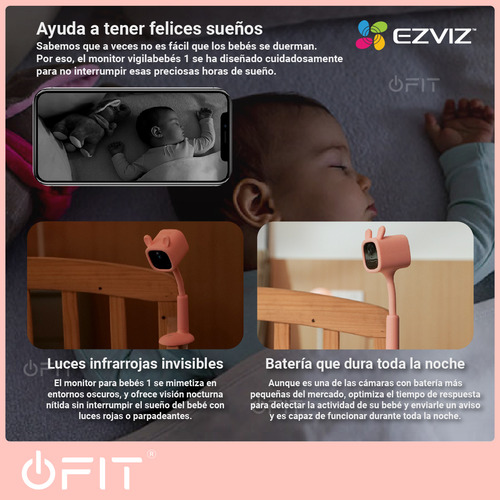 Imagen 6 de 11 de Baby Call Camara De Seguridad Wifi Audio Full Hd Ezviz Rosa