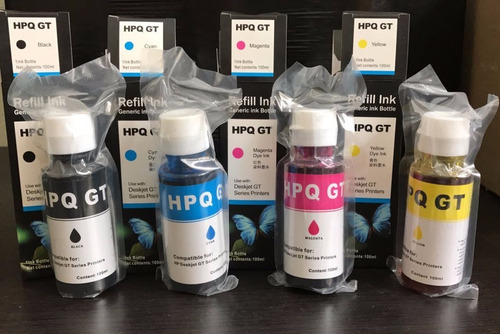 Imagen 3 de 8 de 4 Tintas Compatibles Con Hp Gt51 Gt52 Gt 5820 5810 Con Caja