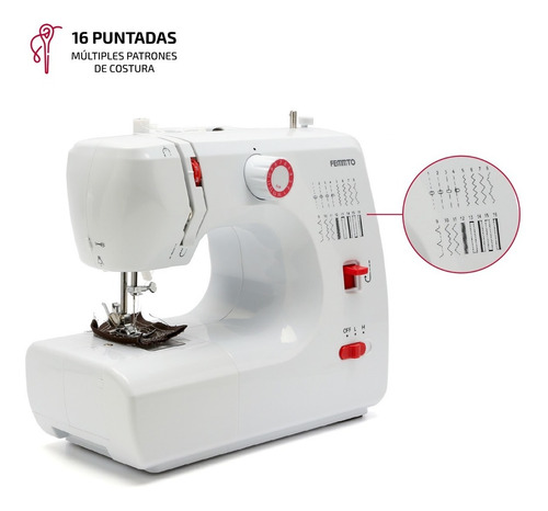 Imagen 4 de 7 de Máquina De Coser Recta Femmto Hlt16 Portable Blanca 220v