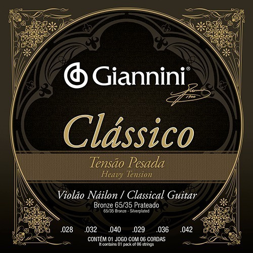 Encordoamento Nylon Violão Corda Giannini Clássico Pesada