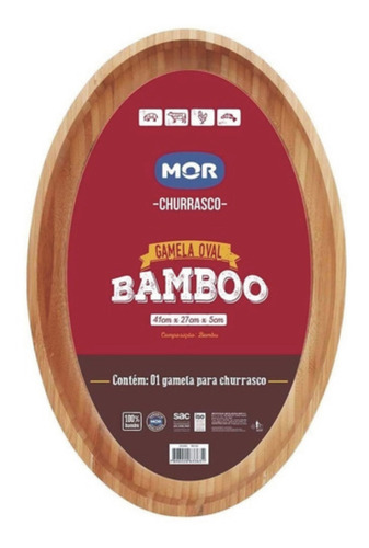 Gamela De Bambu 41x27cm Oval - Linha Bamboo Mor