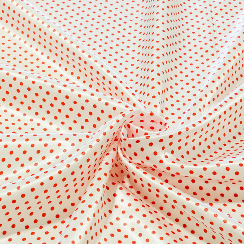Tecido Cetim Estampado Poa Bolinha 1,40m Largura Vermelho