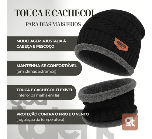 Touca De Frio Inverno Cachecol Protetor De Pescoço Pelúcia