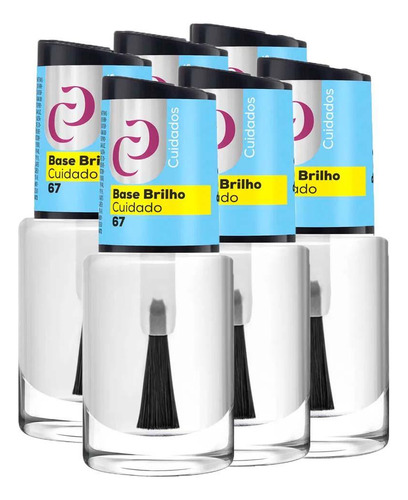 6x O Melhor Esmalte Cuidados Base Brilho 10ml - Cora Ref.68