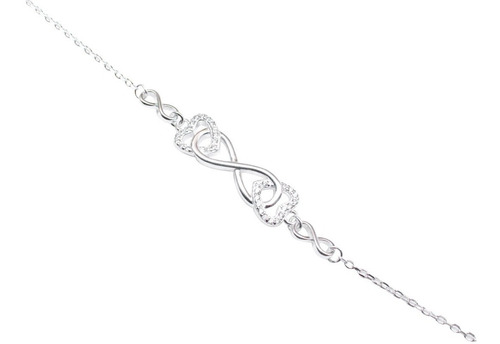 Pulsera Corazon Infinito En Plata 925 Para Parejas Diámetro 16 Cm