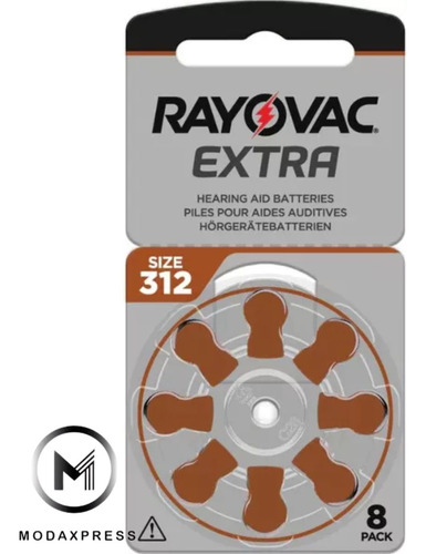 Pilas Boton Audifono 312 Rayovac X8 Uni Extra Advanced Pr41 Bp8 Para Un Sonido Nitido Y Duradero Voltaje Nominal 1.45v Capacidad De La Pila 180mah Potencia Sonora Composicion Zinc Air Modaxpress