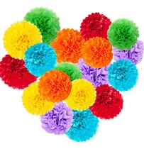 Comprar Pompones De Papel Decorativos Para Fiesta De Colores 18 Pzs