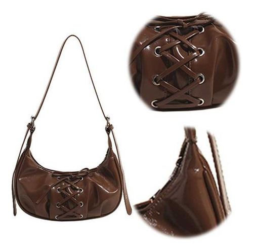 Bolso Hombro En Forma Media Luna Para Mujer, Bolso