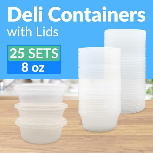 Recipientes Reli. Deli Con Tapas (25 Juegos) 8 Oz De Recipie