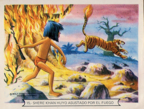 Estampa Álbum Disney Shere Khan Huyo Asustado Por El Fuego