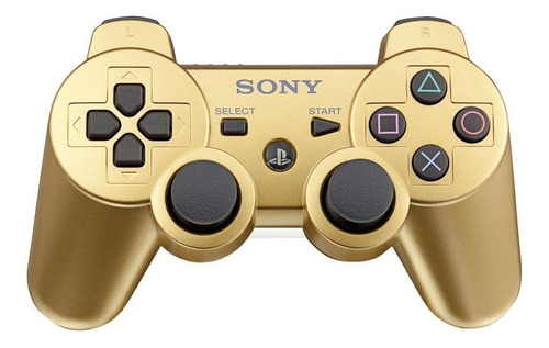 Controle joystick sem fio Sony PlayStation Dualshock 3 gold