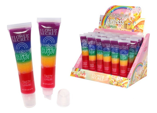 Pack 6 Brillo Labial Arcoiris Sorpresa Cumpleaños