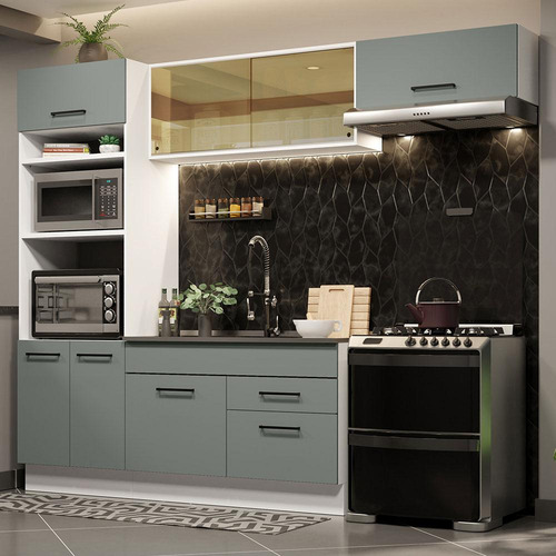 Mueble De Cocina Integral Agata 270 Cm 04 - Blanco Gris