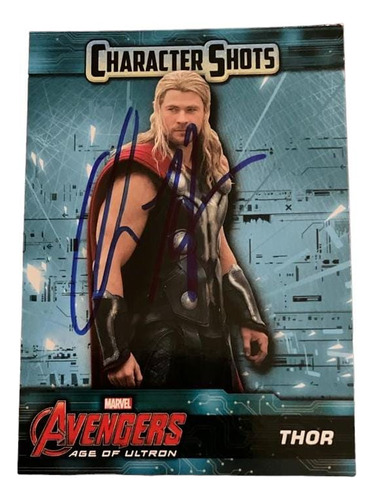 Tarjeta Upper Deck Marvel 2015 Firmada Chris Hemsworth Thor
