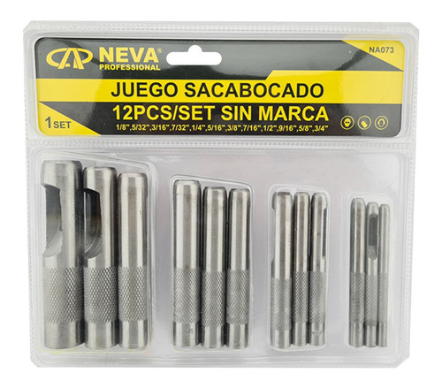 Kit Set Juego Sacabocado De Impacto 12 Piezas Neva Na073