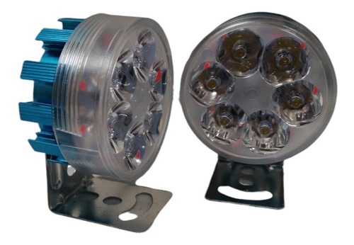 Imagen 1 de 2 de Faro Redondo 6 Led Luz Blaca. Strobo Azul/rojo 4 Funciones