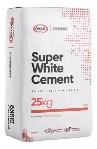 Cemento Blanco Super White Oyak Portland 25 Kgs C