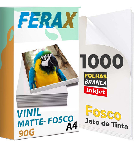 1000 Adesivo Vinil Branco Fosco Jato De Tinta A4 Prova Dágua