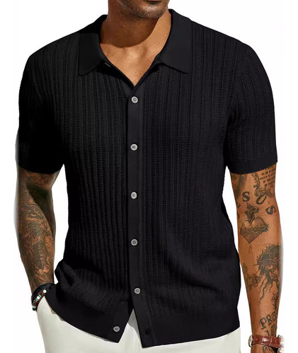 Camisa Casual Para Hombre, Camisa Casual De Punto Fresco De