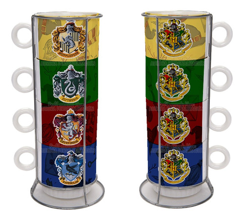 Set Pocillos Harry Potter 4 Unidades Mugs Apilables Taza