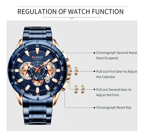 Reloj Cronógrafo Curren Business A Prueba De Agua