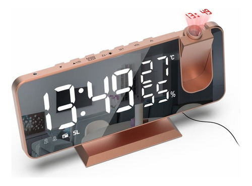 Reloj Despertador Con Espejo Led, Proyector De Techo Digital