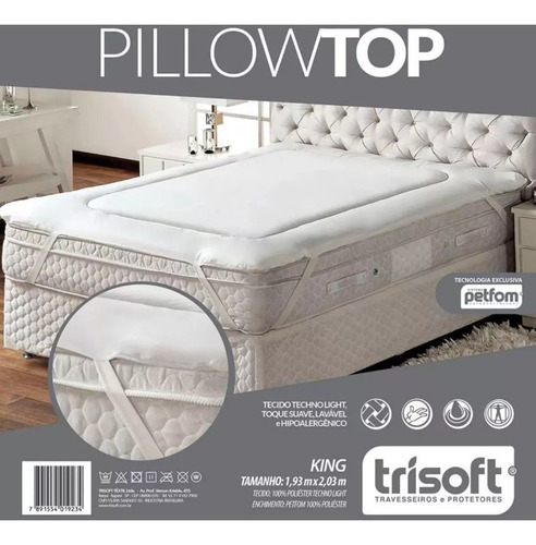 Pillow Top Protetor De Colchão King 1,93x2,03m Trisoft
