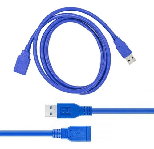 Extension Usb 3.0 Macho A Hembra 1 Metro Super Speed Color Azul