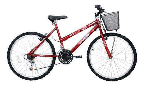 Bicicleta  de passeio Cairu Bella aro 26 21v freios v-brakes cor vermelho com descanso lateral