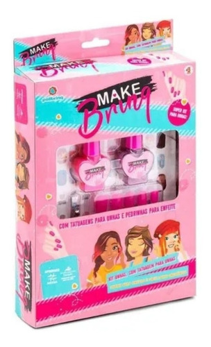 Kit De Maquiagem Infantil Kit Unhas Com Tatuagem Make Brinq