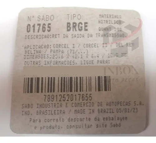 Retentor Semi-eixo Corcel Belina Del Rey /83 Sabó 1765 | MercadoLivre