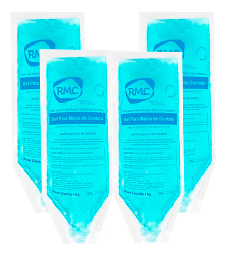  Kit 4 Gel Condutor Estética Fisioterapia Medicina Azul 1kg