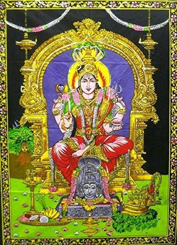 Manasa Devi Hindu Diosa Del Batik Algodon Tapiz 40 X 30