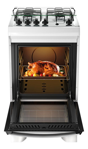 Fogão 4 Bocas Dako Supreme Branco Com Mesa De Inox Bivolt