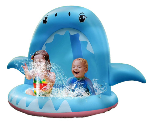Piscina Inflable Para Bebes Niños Con Sombrilla Tiburón 